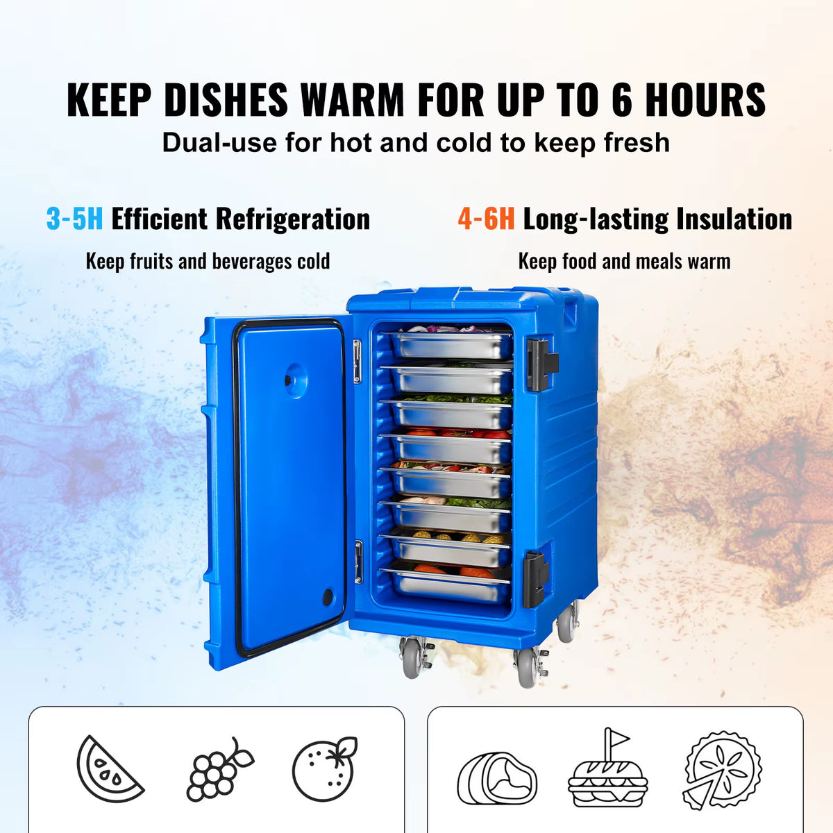 Succebuy 75-120L Insulated Food Pan Carrier with Front Loading Design, Handle, and Double Buckles for Restaurants and Canteens