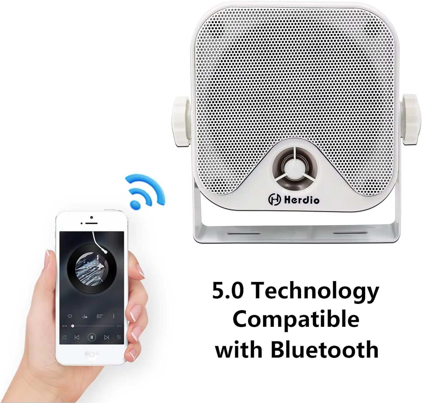 4'' 100W Heavy Duty Waterproof Boat Marine Bluetooth Speakers Surface Mounted for Camper Skid Steer ATV UTV RZR Golf Cart