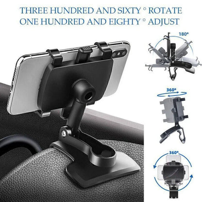 360-Degree Rotating Universal Car Phone Holder Stand for Dashboard - Compatible with iPhone, Samsung, Xiaomi, and Huawei