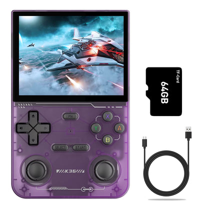 Open Source K36 Retro Handheld Video Game Console 16000 Games Emulator for PS1/PSP/DC/N64/SS 500Nit 3.5 Inch IPS Screen