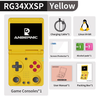 RG34XXSP Flip Handheld Game Console 3.4'' IPS Screen Linux 64-Bit 64G 5000+ Games Support WIFI HDMI TV Output Streaming