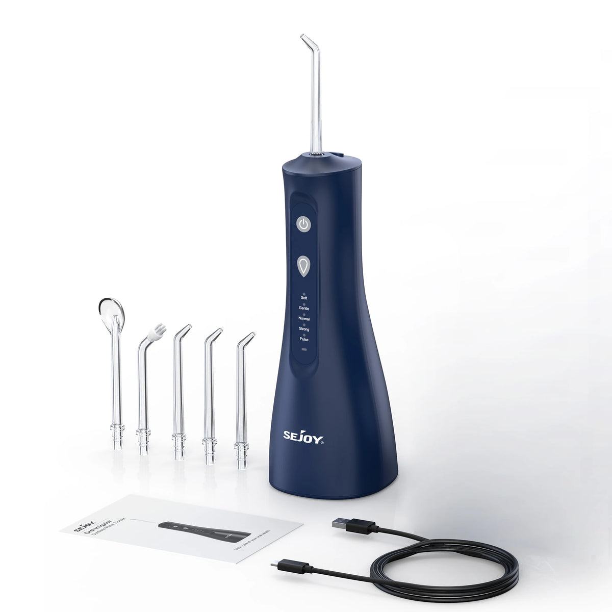 SEJOY Portable Electric Water Flosser with 350ML Tank, 5 Modes, and 5 Jet Tips for Dental Care and Teeth Whitening - Ideal for Home and Travel