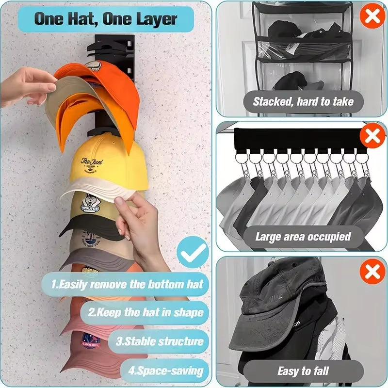 Space-Saving Plastic Hat Rack Organizer for Closet and Entryway Storage - 1 Piece