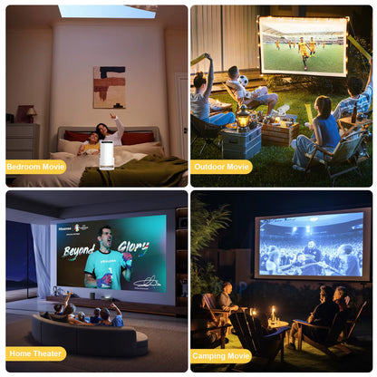 2025 New 4K Smart Android Projector - 180 ° Rotating Stand + Auto Keystone, Home/Office/Camping All-In-One - Wifi/Bluetooth Dual