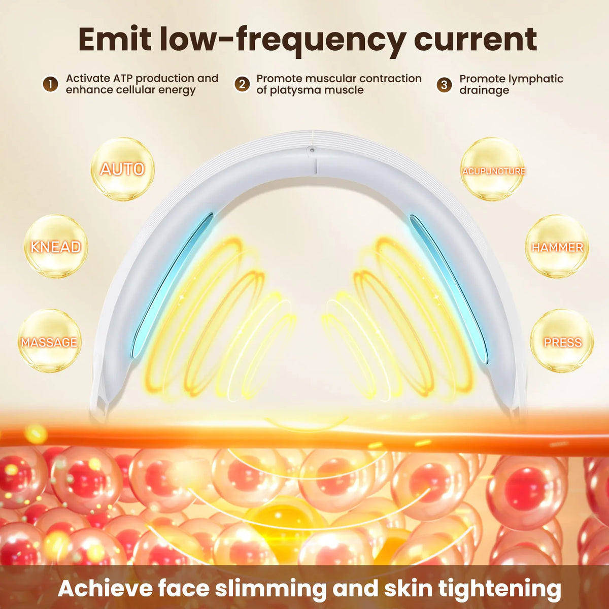 EMS Facial Lifting Massager with LED Photon Therapy for Anti-Wrinkle and Double Chin Reduction
