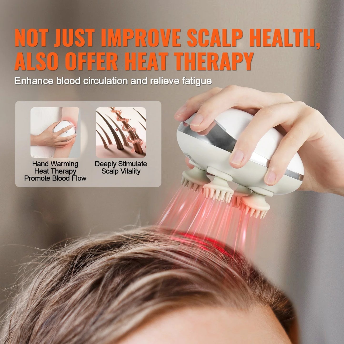 Electric Scalp Massager with Heat Rechargeable Head Massager Waterproof