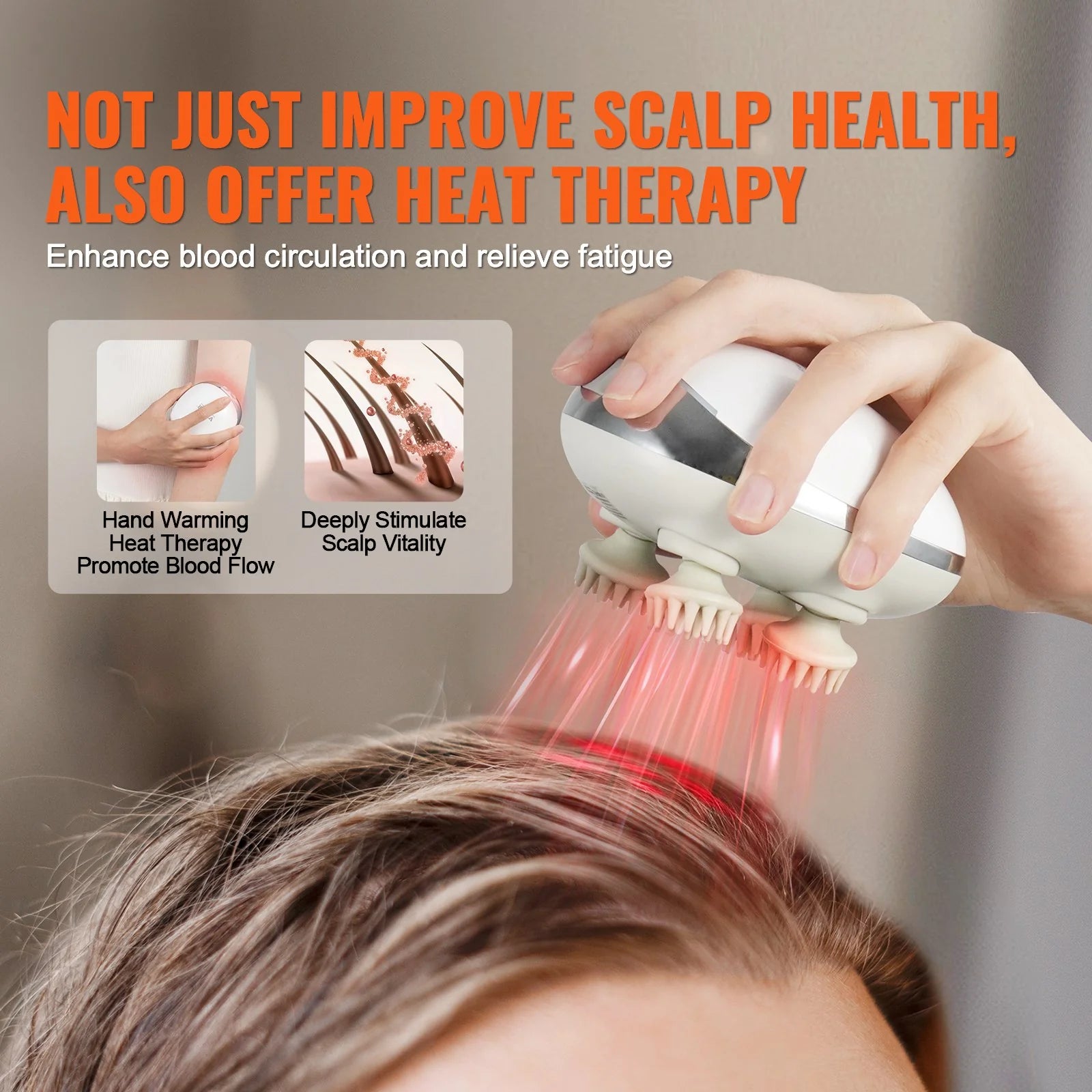 Electric Scalp Massager with Heat Rechargeable Head Massager Waterproof