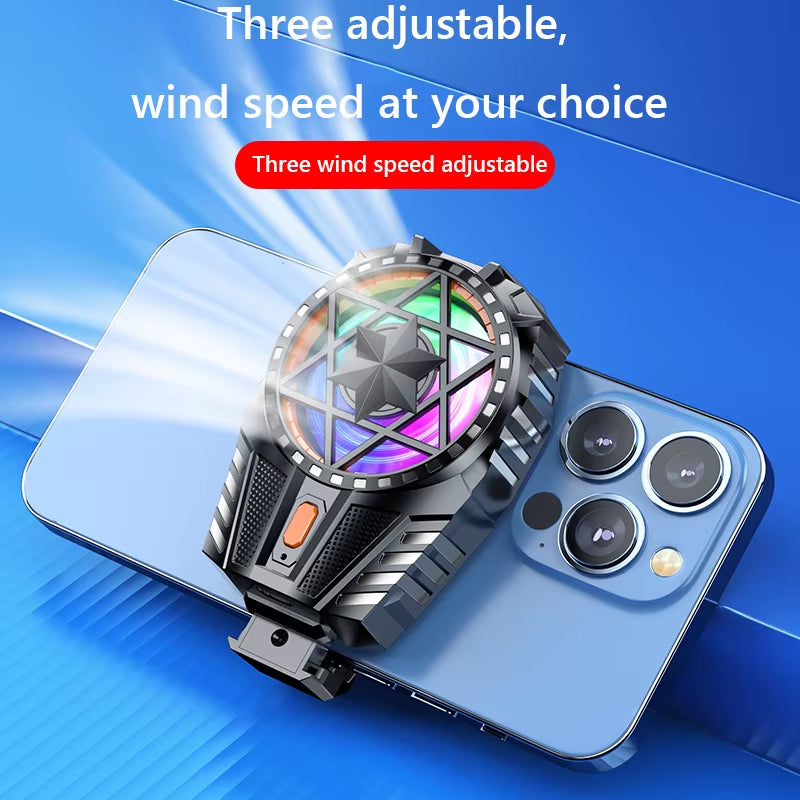 Rechargeable Mobile Phone Game Cooler with Adjustable 3-Speed Back-Clip Fan for Smartphones and Tablets