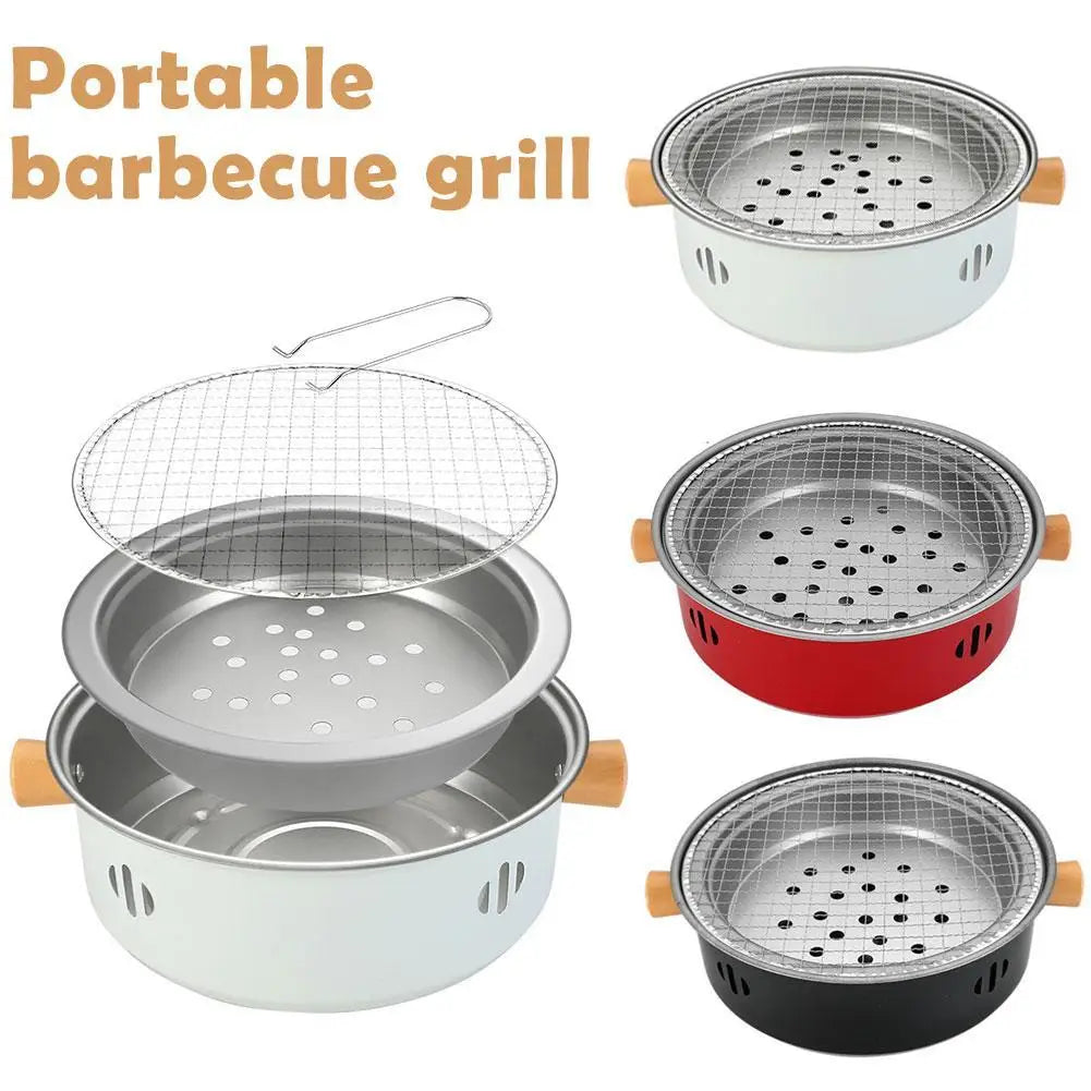 Steel Barbecue Grill Korean Charcoal Stove Split BBQ Stove round Non-Stick Barbecue Rack for Outdoor Camping