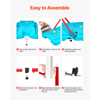 Succebuy Toddler Adjustable Basketball Hoop 104-190CM Rack for Kids Outdoor Indoor Ball Sport Backboard Rim Shoot Children Toys