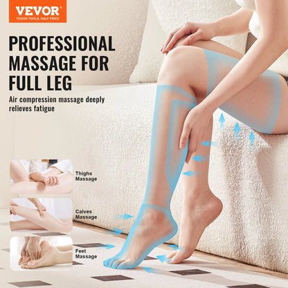 Full Leg Massager, Air Compression Leg Massager for Foot Calf Thigh Knee, 3 Modes & 3 Intensities, Leg Compression Massage Boots
