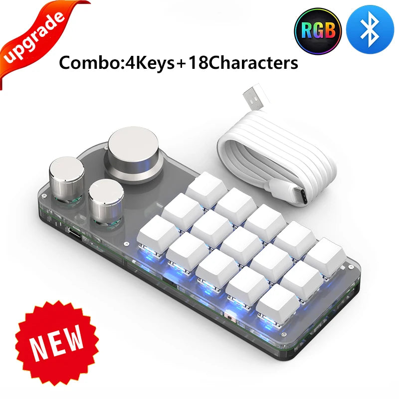 USB Custom Keyboard Macro 6/21 Key 1 Knob Programming RGB Bluetooth Gaming Photoshop Hotswap Mini Mechanical Bluetooth Keyboard