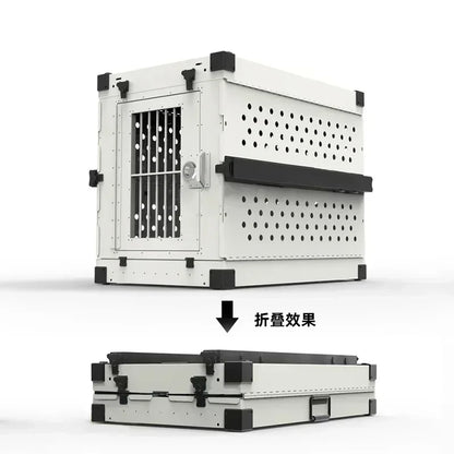 Heavy Duty Collapsible Dog Crate - Premium Aluminium Alloy for Medium to Large Breeds, Perfect for Travel and Camping