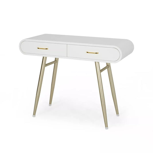 Dehaviland Modern Wood Vanity Table White/Champagne Gold 