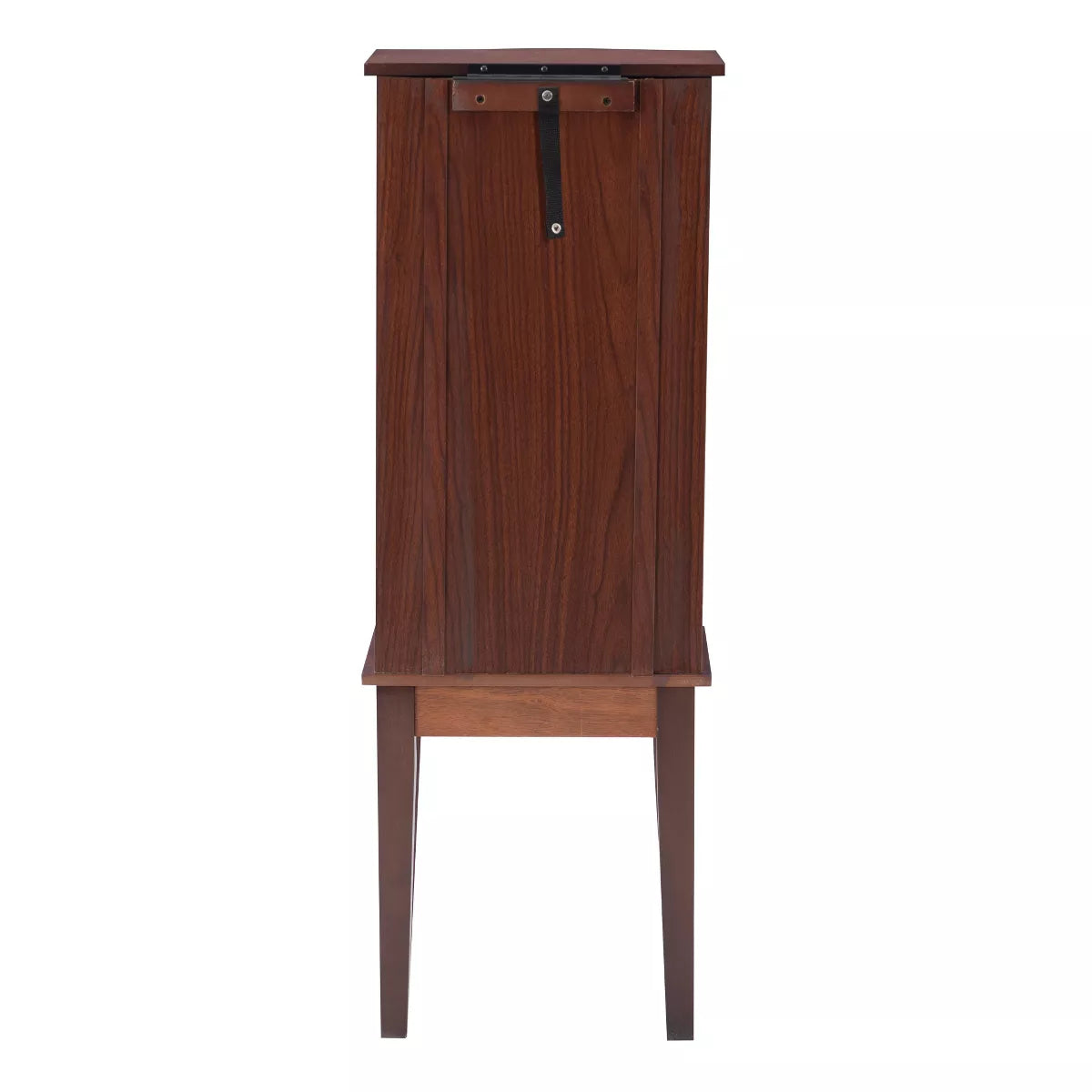 Traditional Wood Jewelry Armoire with 6 Lined Drawers in Merlot Brown