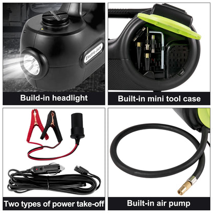 Succebuy 4-in-1 Portable Electric Car Jack with Hydraulic Lift, Impact Wrench, Tire Compressor, and LED Light for Automotive Repair