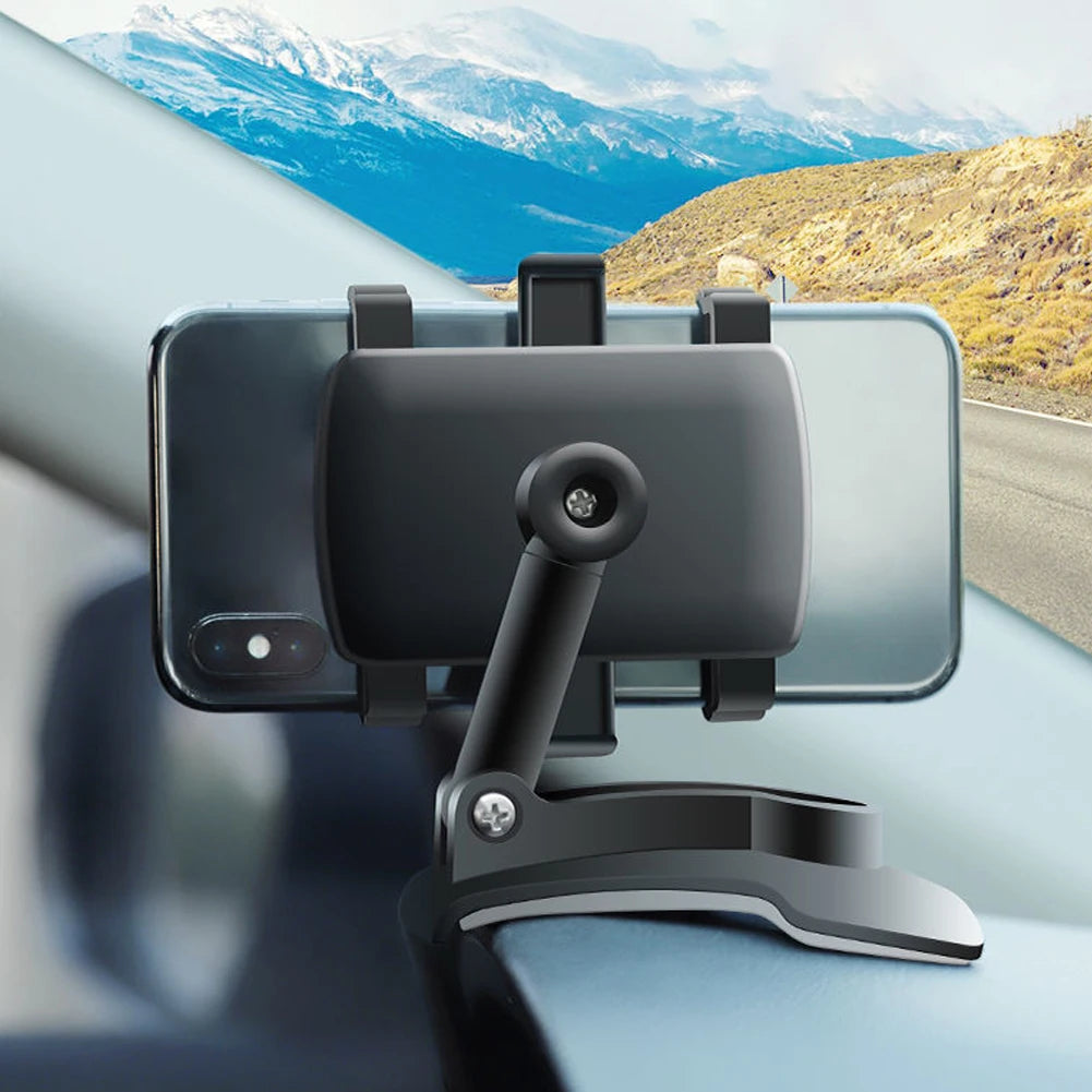 Rotatable Portable Car Mount for Dashboard, Rearview Mirror, and Sun Visor - Compatible with iPhone, Samsung, Xiaomi, Redmi, and Huawei