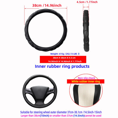 Artificial Lambskin Three-Dimensional Sports Car Steering Wheel Cover for 14.5-15 Inch (37-38 CM) Wheels