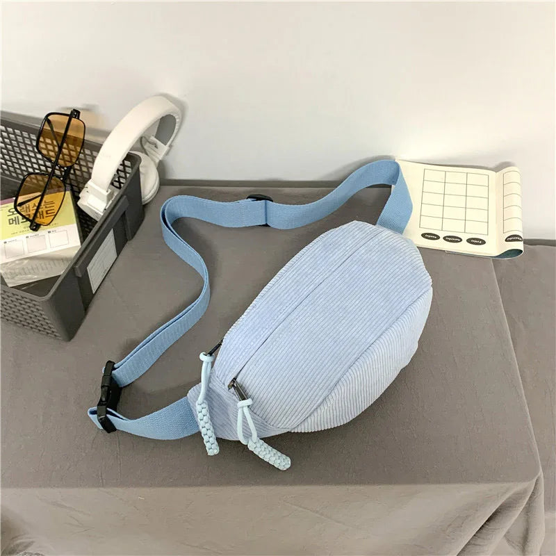 Casual Corduroy Belt Bags for Women Fashion Fanny Pack Female Banana Waist Bag Hip Purse Shoulder Crossbody Chest Bag Pocket