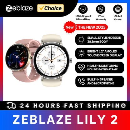 The NEW 2025  Lily 2 Voice Calling Female Smartwatch 1.2" AMOLED Screen Double Strap Health Management Sports Smart Watch