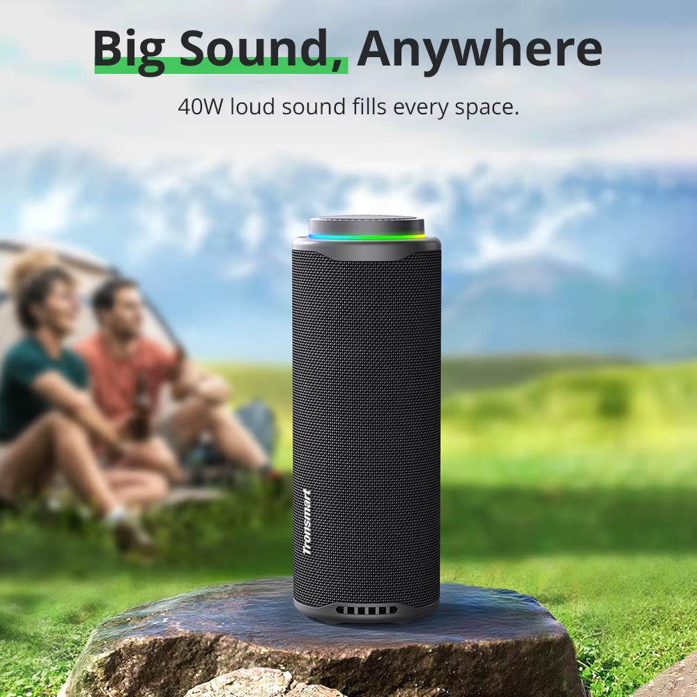 T8 Bluetooth Speaker 40W Outdoor Portable Speaker with Deep Bass, Soundpulse, Waterproof IPX7, APP Control,For Camping