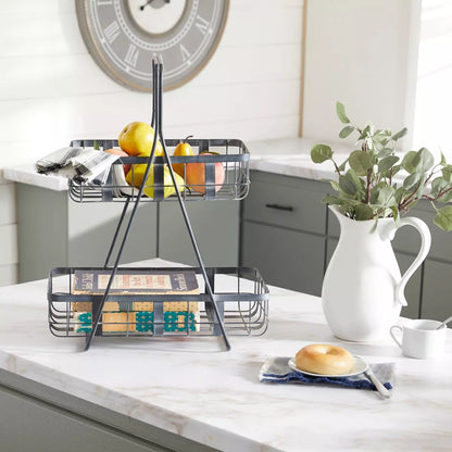 Iron Storage Basket Gray - Decorative Metal Bin for Blanket Storage, Novelty Shape, 22.85" Height