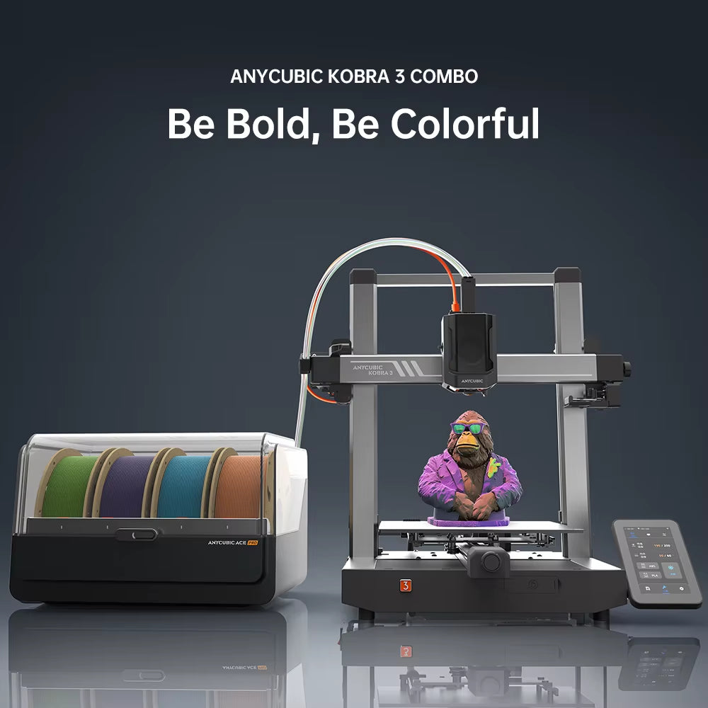 ANYCUBIC Kobra 3 Combo AE Version Multi-Color FDM 3D Printer Max 600Mm/S Printing Speed Build Size 250X250X260Mm