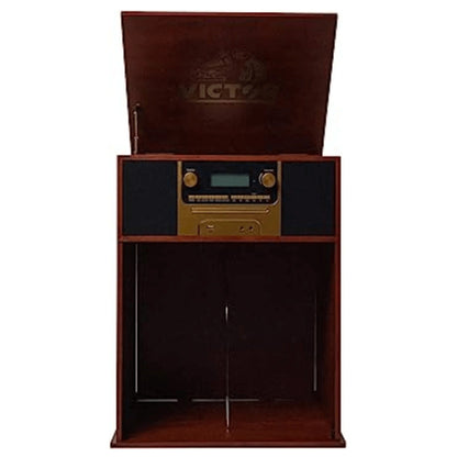 Victor Boyleston 7-In-1 3-Speed Turntable Music Center W Album Storage and USB Port