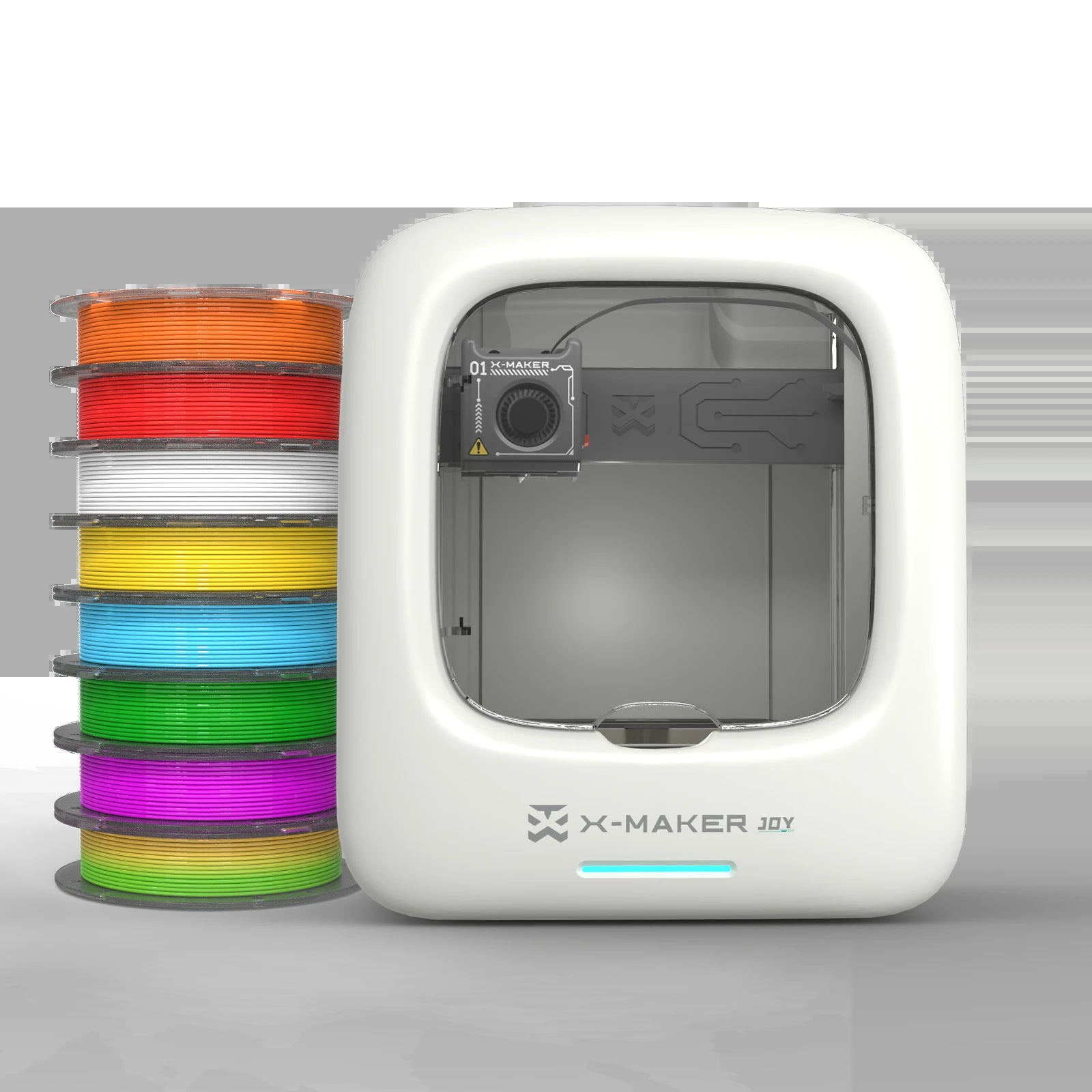 X-MAKER JOY 3D Printer for Kids High Precision 0.05Mm 200Mm/S Printing Speed Wi-Fi USB Enclosed Safe Design AI Voice Interaction Customization with 4Er/8Er Colorful PLA Filament Set