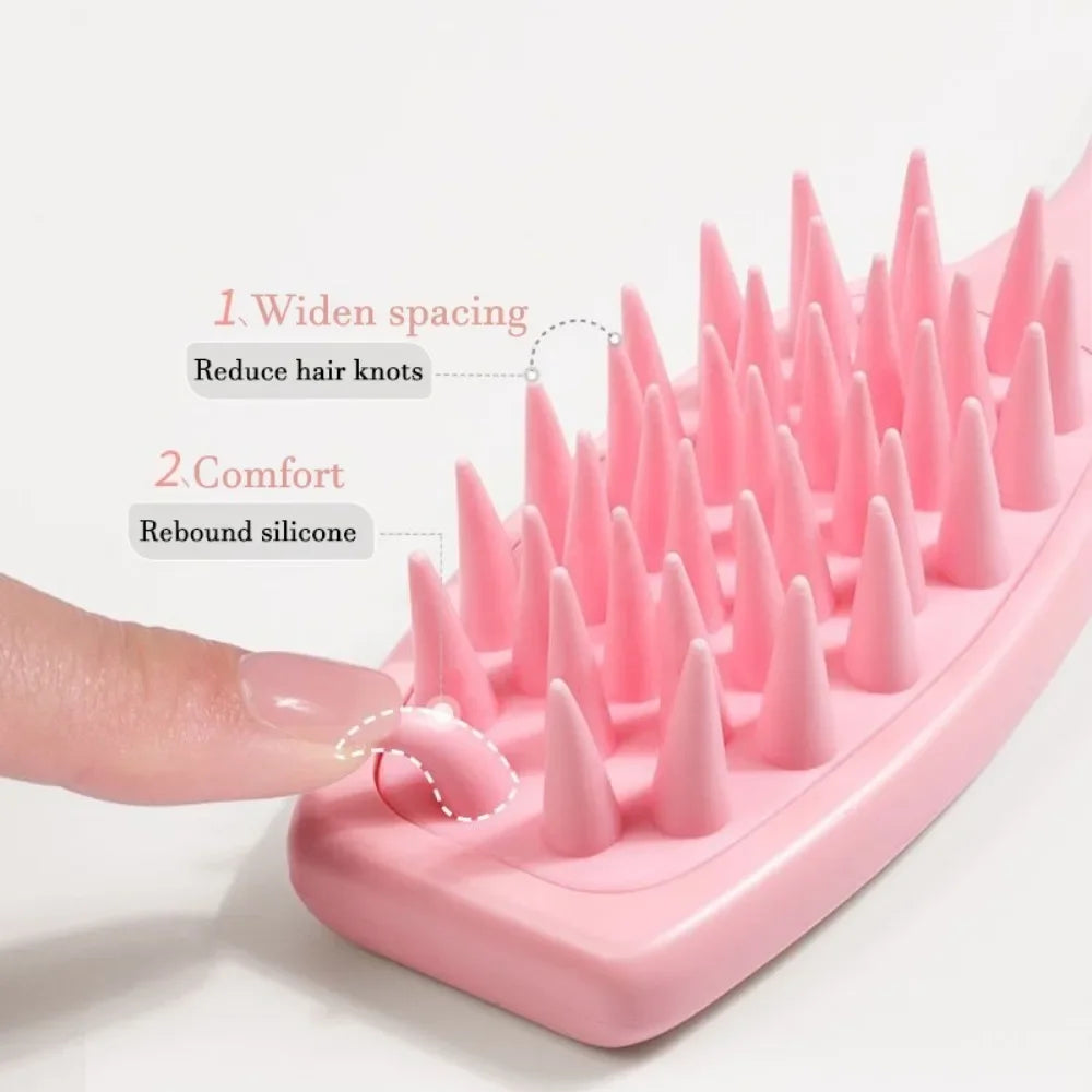 Long Handle Silicone Shampoo Brush for Scalp Massage and Hair Washing