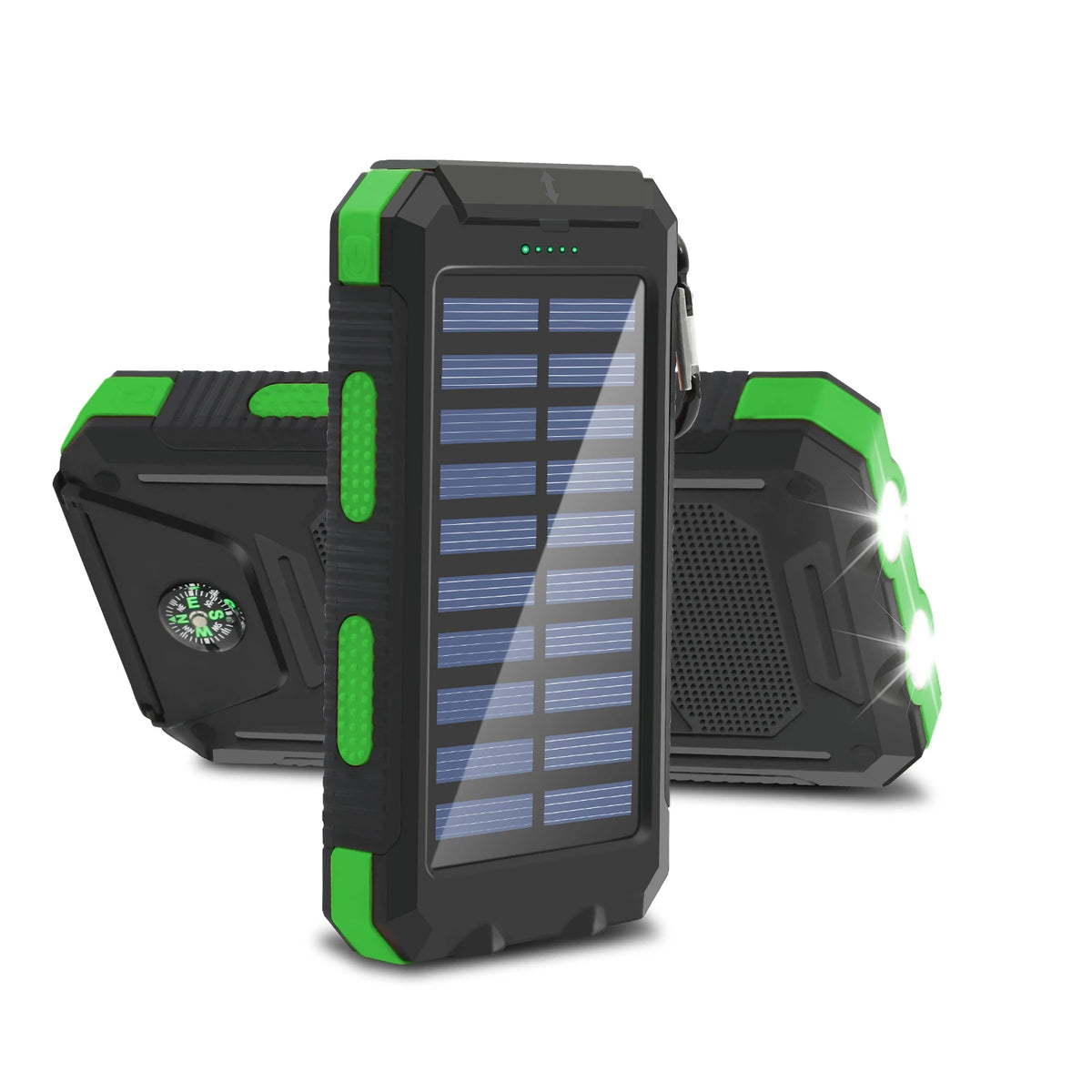 20,000mAh Solar Power Bank - High Capacity Portable Charger with Fast Charging, Built-In Li-Polymer Battery, and LED Light for iPhone and Samsung Devices