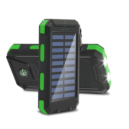 20,000mAh Solar Power Bank - High Capacity Portable Charger with Fast Charging, Built-In Li-Polymer Battery, and LED Light for iPhone and Samsung Devices