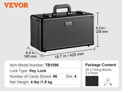 Succebuy Premium Graded Card Storage Box with Key Lock or Coded Lock - 4 or 5 Slot Options and Foam Dividers for 96/108/120/162 PSA Graded Cards