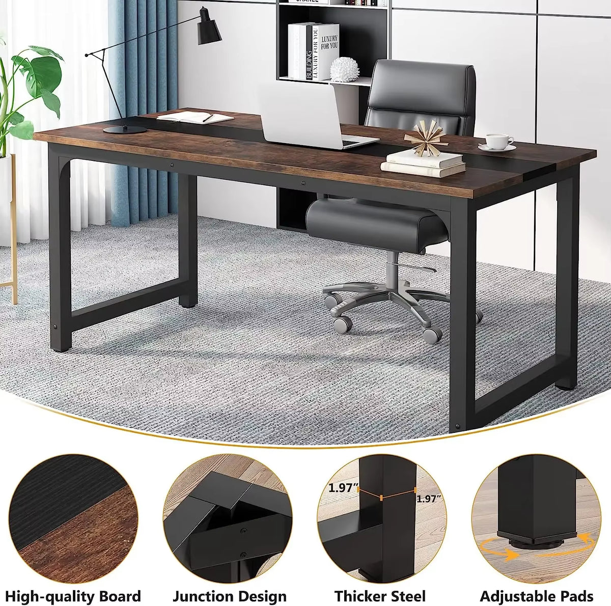 Tribesigns Contemporary Large Office Desk - Modern Computer Workstation for Home and Office Use