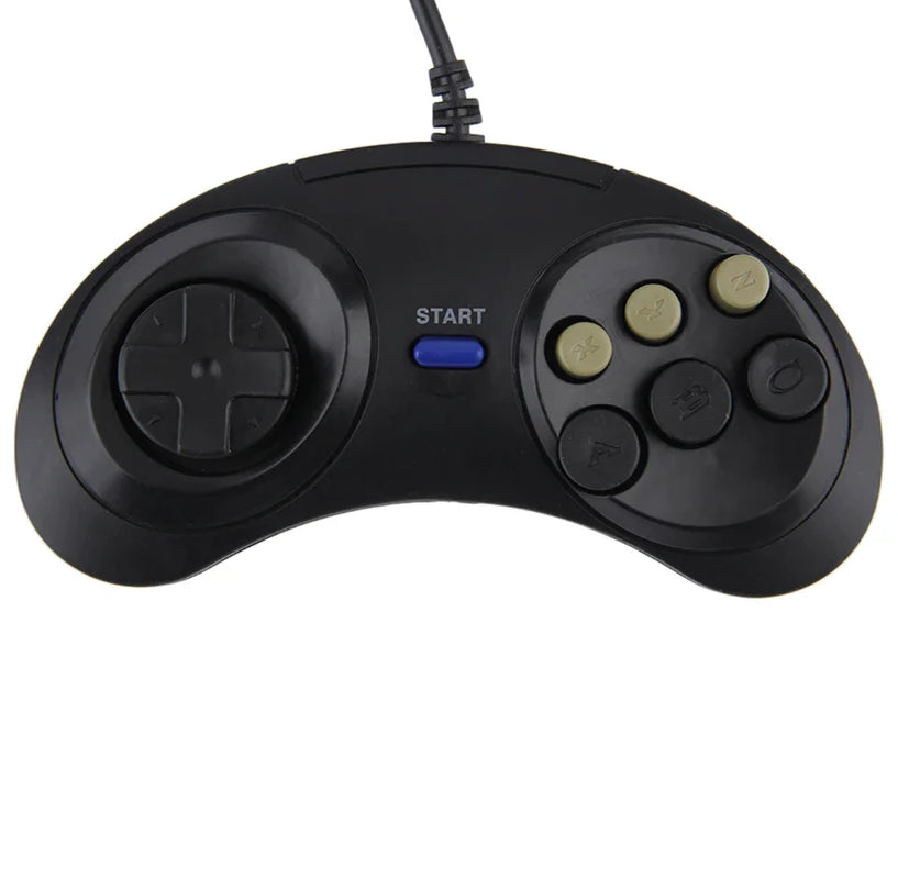 2X 6 Button Game Pad Controller for SEGA Genesis Black Old School Classic New