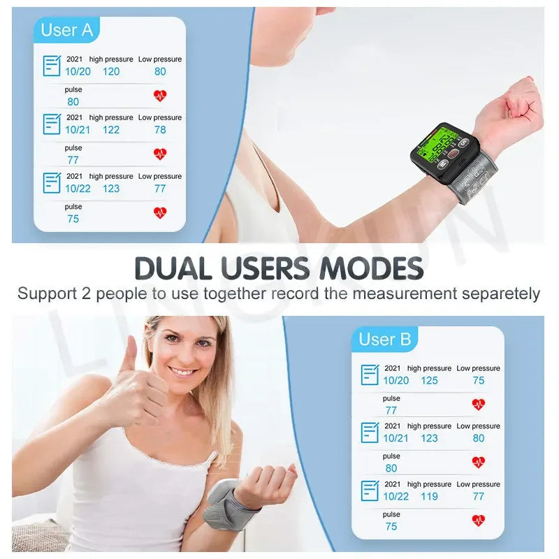 Digital Wrist Blood Pressure Monitor with English Voice and High Accuracy