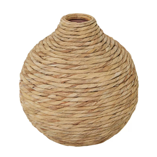 Seagrass Handmade Woven Vase in Brown - Bohemian Bottle-Shaped Tabletop Decor