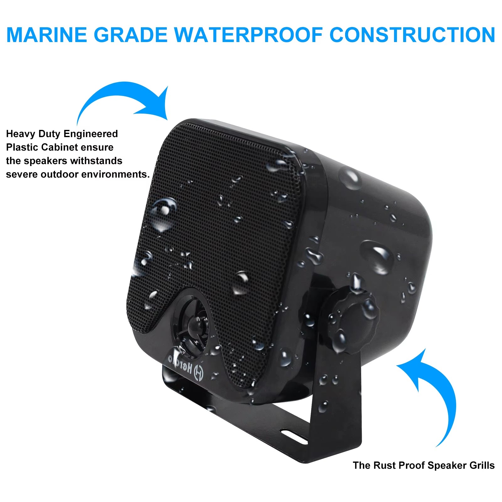 4'' 100W Heavy Duty Waterproof Boat Marine Bluetooth Speakers Surface Mounted for Camper Skid Steer ATV UTV RZR Golf Cart