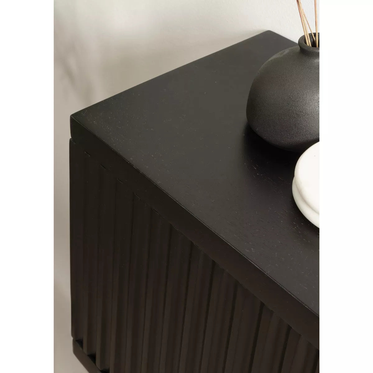 All Things Decor 30" x 10" x 14" Furrow Short Wall Cabinet in Black