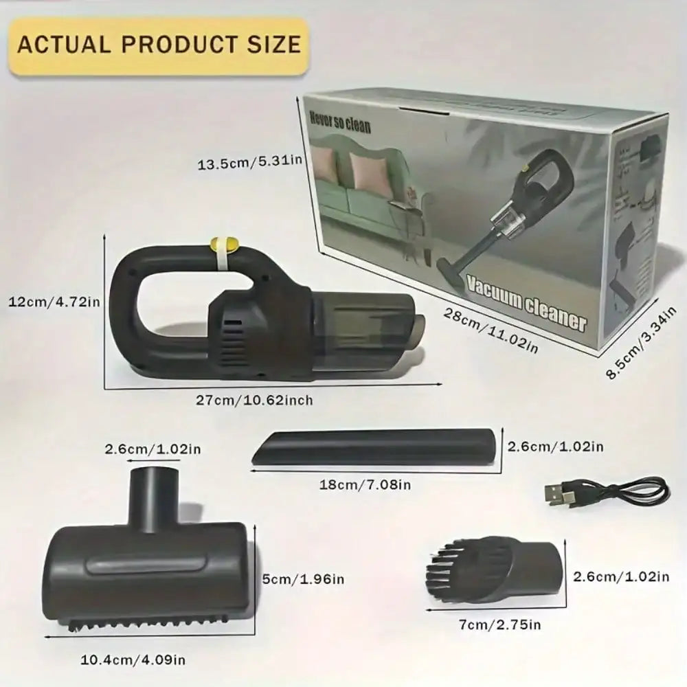 Portable Wireless Handheld Vacuum Cleaner, Car Vacuum Cleaner. Dual Use for Car and Home - Comes with 3 Brush Heads. USB Rechargeable (Includes 1800Mah Lithium Battery). 3100Pa Strong Suction, Detachable Dust Cup. Ergonomic Handle, Compact and Portable