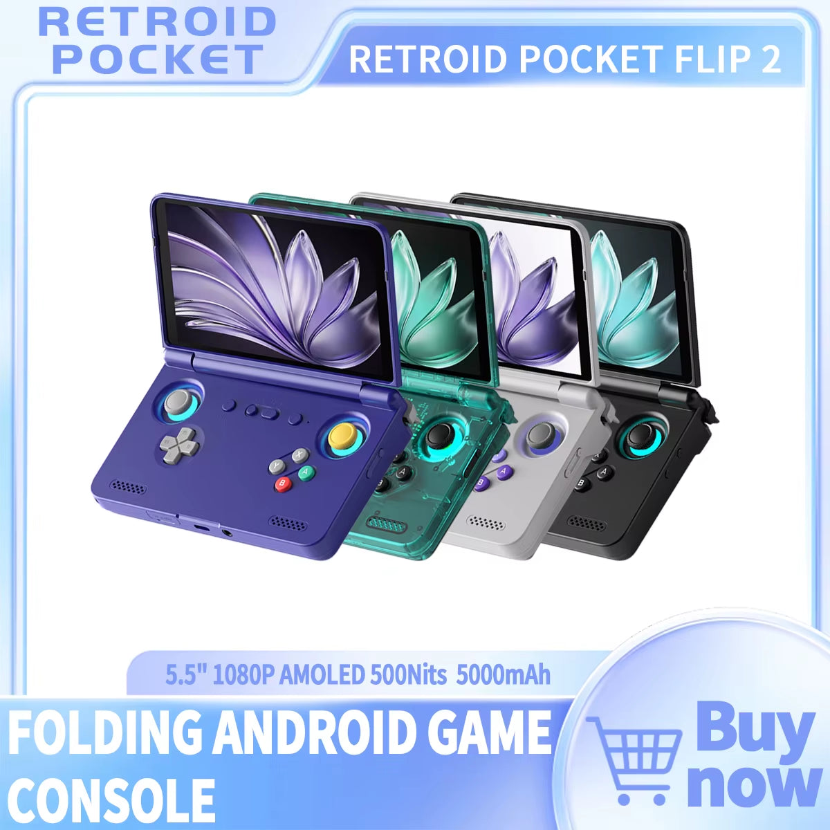 2025  Flip2 Retro Handheld Game Console Android13 5.5 Inch AMOLED Touch Screen Video Player Wifi Bluetooth PSP PS2