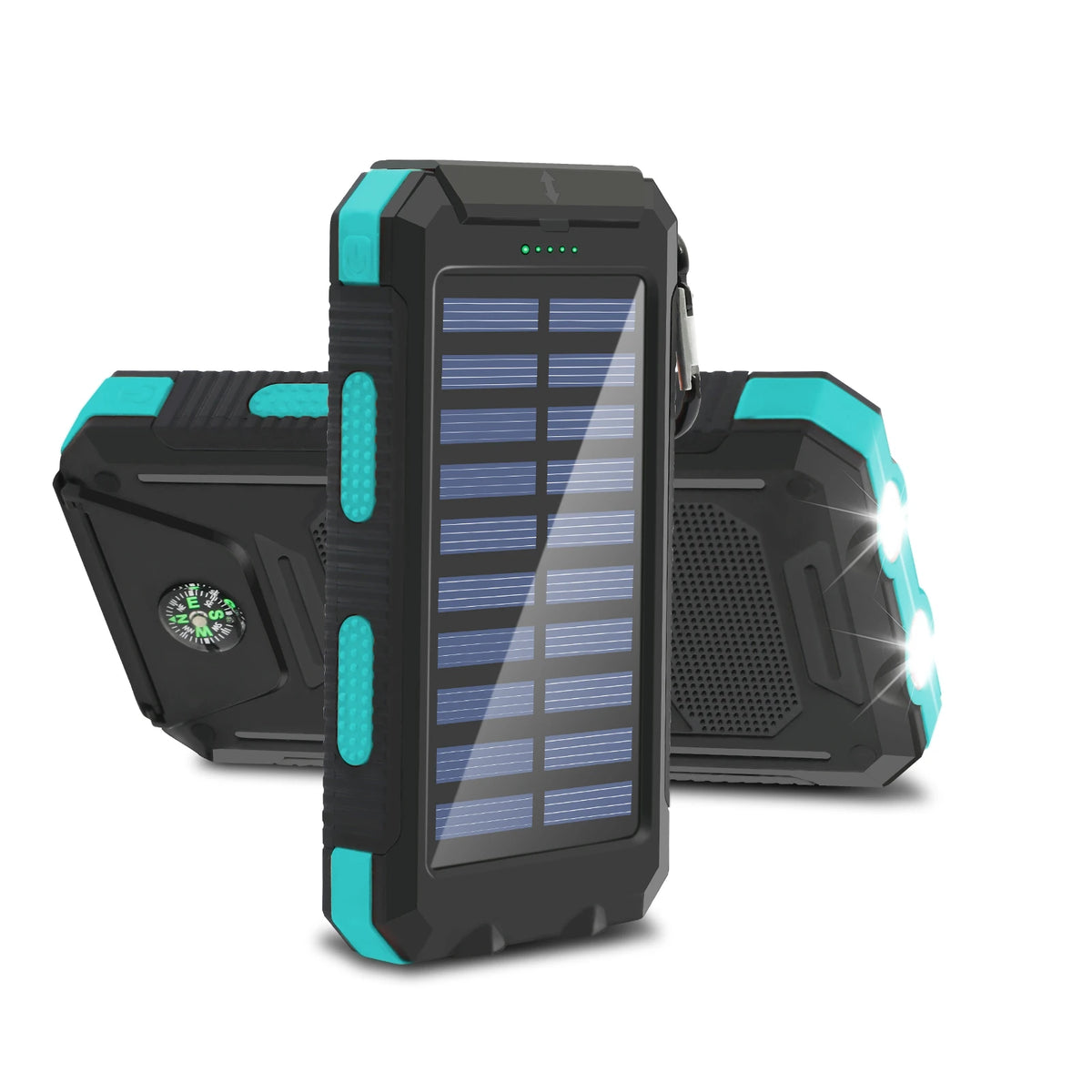 20,000mAh Solar Power Bank - High Capacity Portable Charger with Fast Charging, Built-In Li-Polymer Battery, and LED Light for iPhone and Samsung Devices