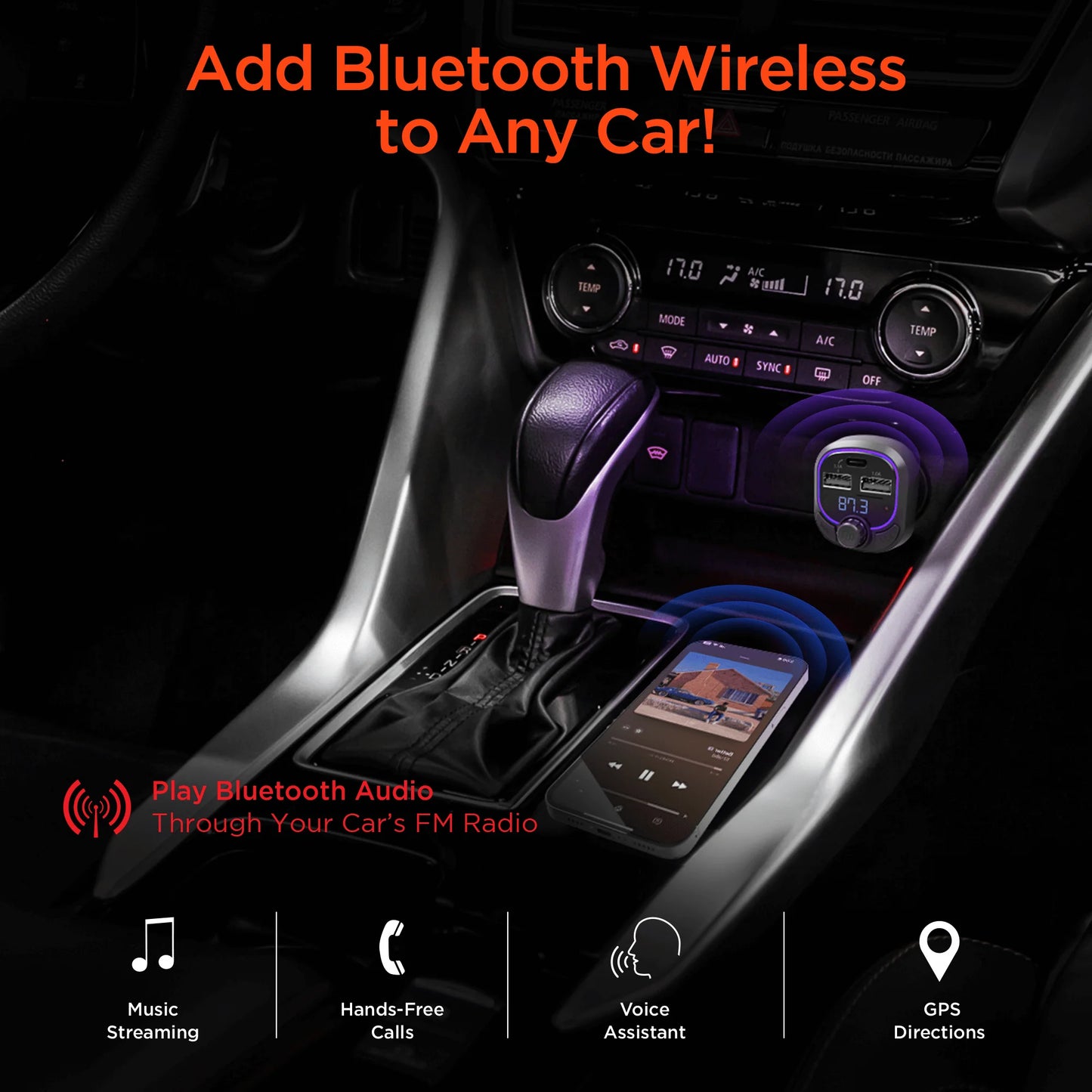 Hypergear Intellicast Road FM Transmitter Car Charger