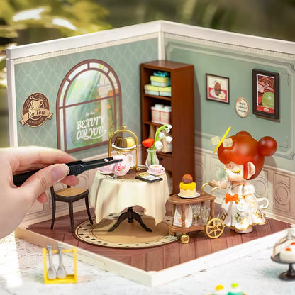 Robotime Rolife Super Creator Series Plastic Dollhouse Building Blocks for Kids Yum Burgers Leisurely Cheers Bar Sweet Sips Tea