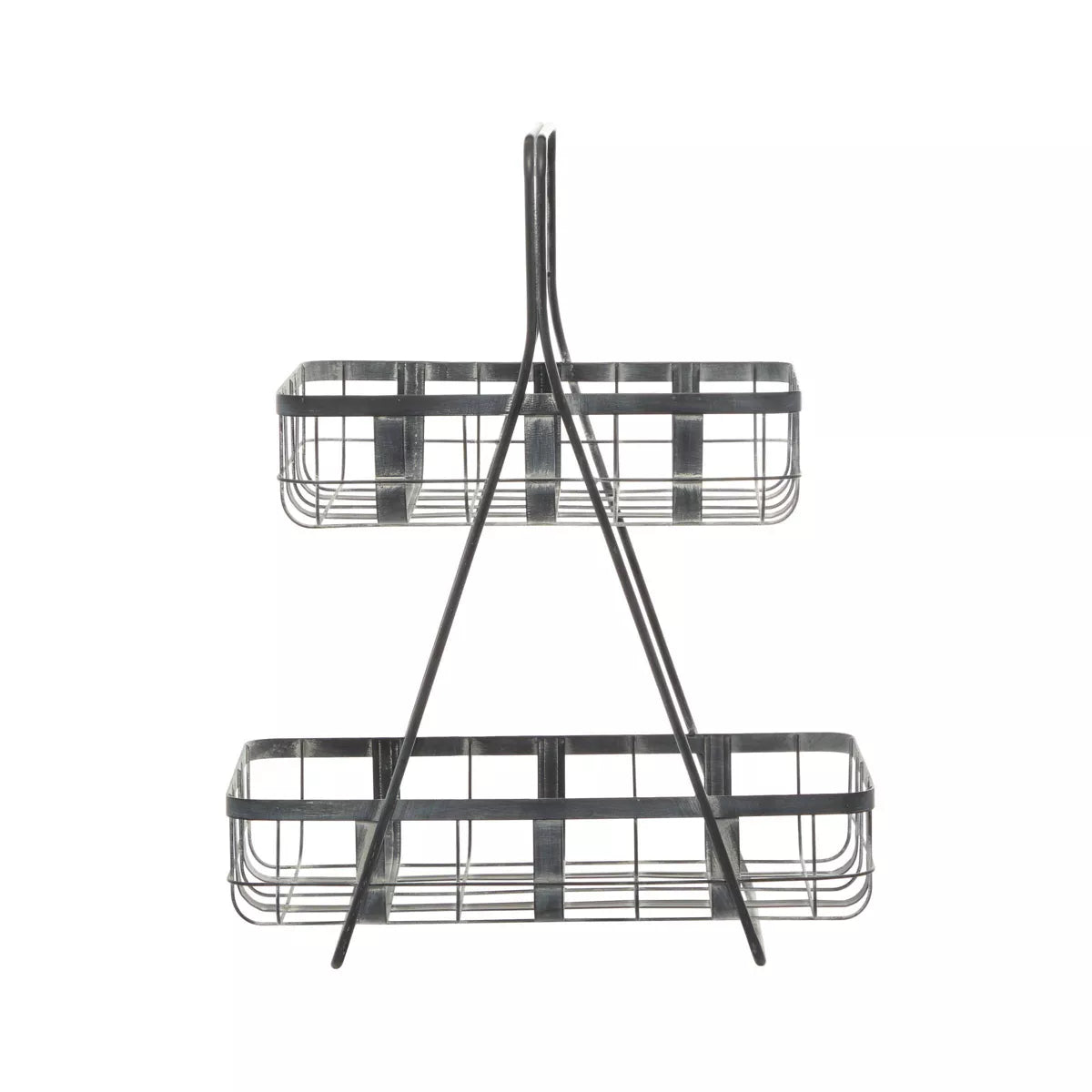 Iron Storage Basket Gray - Decorative Metal Bin for Blanket Storage, Novelty Shape, 22.85" Height