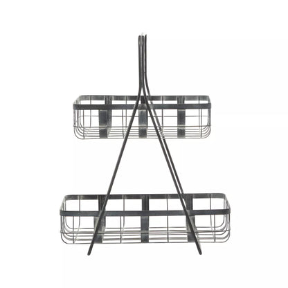 Iron Storage Basket Gray - Decorative Metal Bin for Blanket Storage, Novelty Shape, 22.85" Height