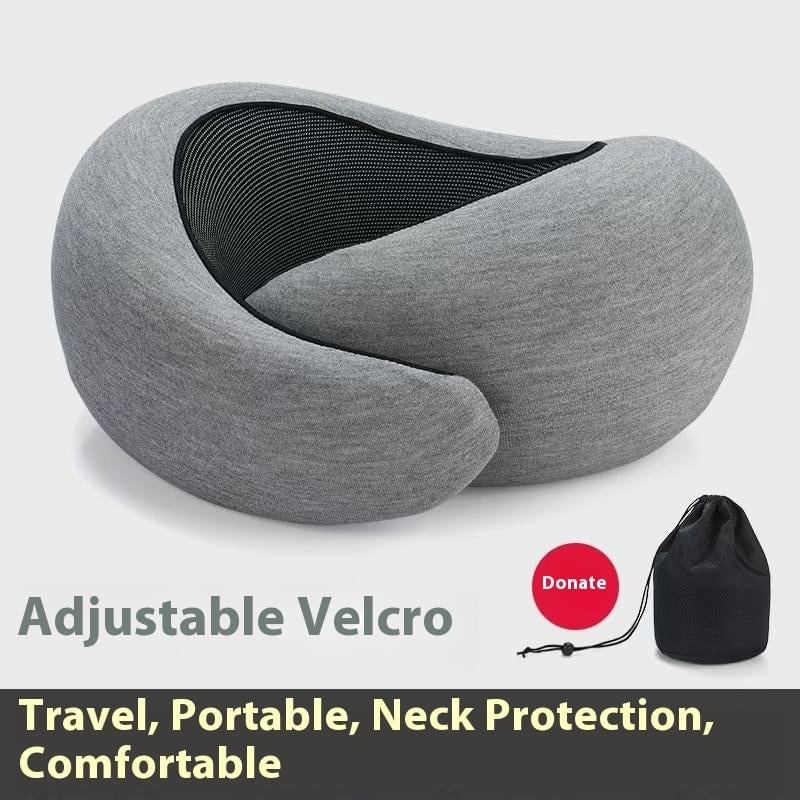 Soft Memory Foam Travel Neck Pillow U Shape Adjustable Support Comfortably Sleeping on Plane Car Office Noon Break