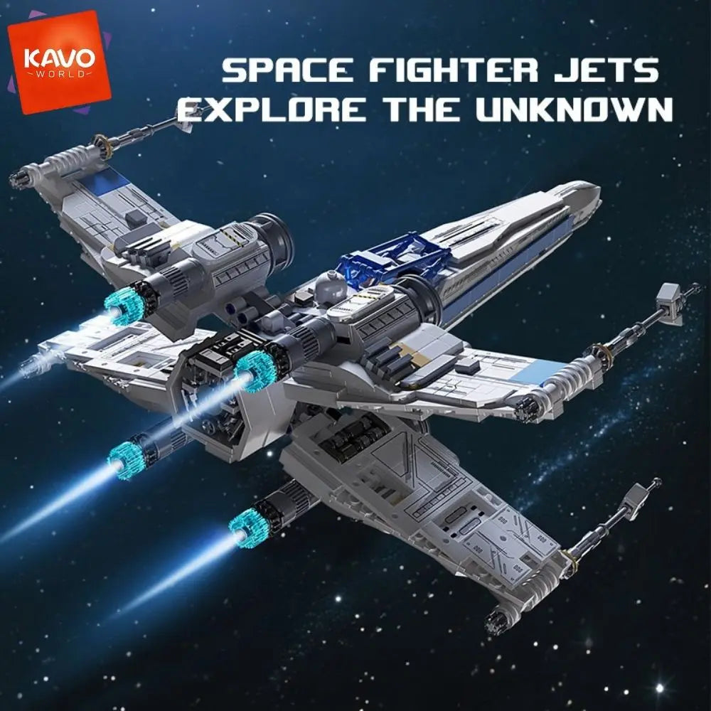 KAVOWORLD 1271-Piece X-Wing Space Fighter Building Block Set with LED Lighting and Mechanical Linkage, Transformable Starship Model with Retractable Landing Gear, Ideal Construction Toy for Adults and Teens, Perfect Gift for Space Enthusiasts