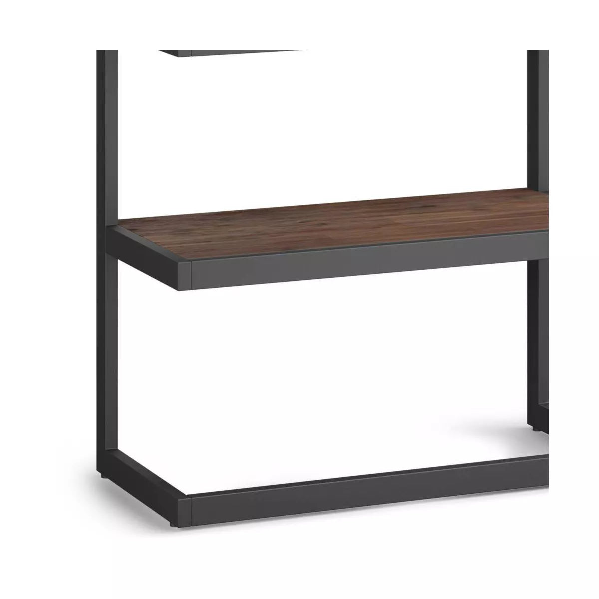 Cecilia 66" Bookcase in Distressed Charcoal Brown - Modern Industrial Design with 4 Fixed Shelves