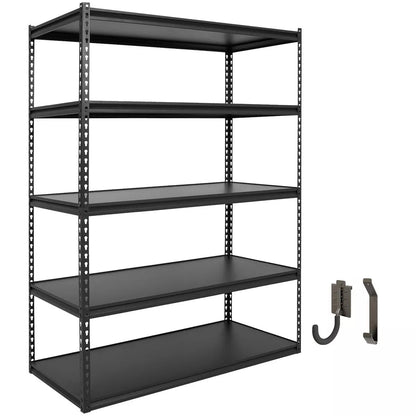 5-Tier Boltless Steel Shelving Unit - 48" x 24" x 72", 3250 lbs Capacity, Adjustable, Rust-Resistant with Laminate Deck in Dark Gray